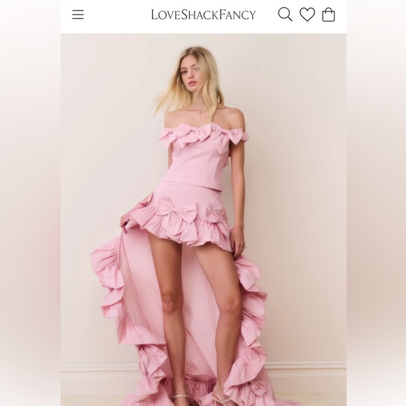 LoveShackFancy Olivera Taffeta Bow High-Low Skirt - Picture 7 of 17